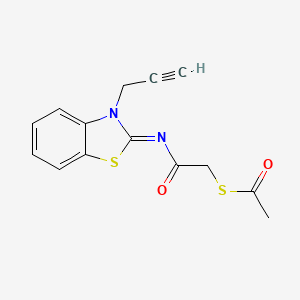 molecular formula C14H12N2O2S2 B2866309 (Z)-S-(2-oxo-2-((3-(prop-2-yn-1-yl)benzo[d]thiazol-2(3H)-ylidene)amino)ethyl) ethanethioate CAS No. 851716-71-7