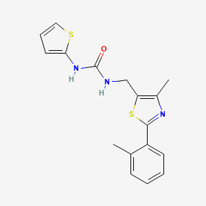 molecular formula C17H17N3OS2 B2866321 1-((4-Methyl-2-(o-tolyl)thiazol-5-yl)methyl)-3-(thiophen-2-yl)urea CAS No. 1448130-57-1