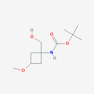 molecular formula C11H21NO4 B2866326 Tert-butyl 1-(hydroxymethyl)-3-methoxycyclobutylcarbamate CAS No. 2416230-32-3