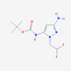 molecular formula C10H16F2N4O2 B2866329 Tert-butyl N-[5-amino-2-(2,2-difluoroethyl)pyrazol-3-yl]carbamate CAS No. 2226181-83-3
