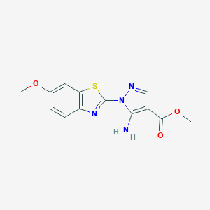 molecular formula C13H12N4O3S B286634 methyl 5-amino-1-(6-methoxy-1,3-benzothiazol-2-yl)-1H-pyrazole-4-carboxylate 