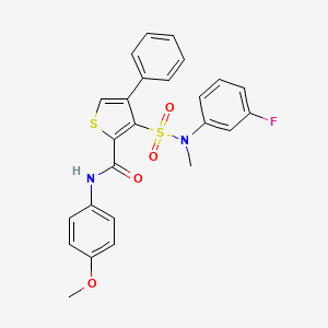 molecular formula C25H21FN2O4S2 B2866344 3-{[(3-fluorophenyl)(methyl)amino]sulfonyl}-N-(4-methoxyphenyl)-4-phenylthiophene-2-carboxamide CAS No. 1114872-85-3