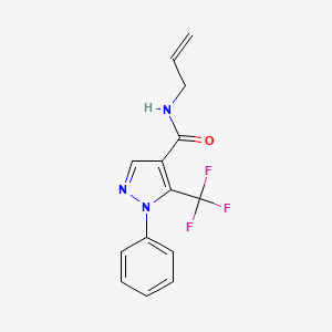 molecular formula C14H12F3N3O B2866349 N-烯丙基-1-苯基-5-(三氟甲基)-1H-吡唑-4-甲酰胺 CAS No. 956393-72-9