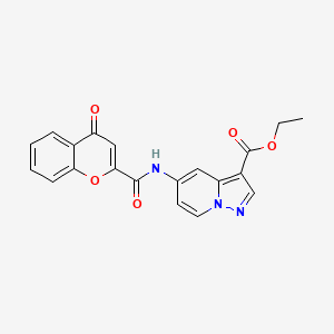 molecular formula C20H15N3O5 B2866355 ethyl 5-(4-oxo-4H-chromene-2-carboxamido)pyrazolo[1,5-a]pyridine-3-carboxylate CAS No. 1396868-19-1