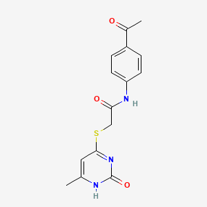 molecular formula C15H15N3O3S B2866357 N-(4-乙酰苯基)-2-[(6-甲基-2-氧代-1H-嘧啶-4-基)硫代]乙酰胺 CAS No. 905692-31-1
