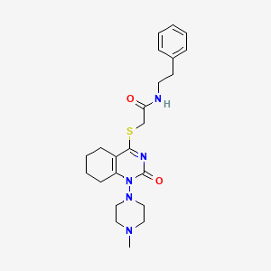 molecular formula C23H31N5O2S B2866358 2-((1-(4-甲基哌嗪-1-基)-2-氧代-1,2,5,6,7,8-六氢喹唑啉-4-基)硫代)-N-苯乙酰胺 CAS No. 899755-95-4