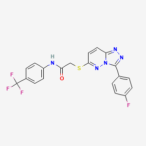 molecular formula C20H13F4N5OS B2866359 2-((3-(4-fluorophenyl)-[1,2,4]triazolo[4,3-b]pyridazin-6-yl)thio)-N-(4-(trifluoromethyl)phenyl)acetamide CAS No. 852373-99-0