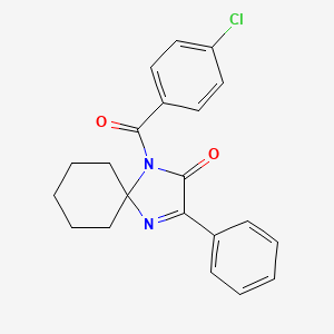 molecular formula C21H19ClN2O2 B2866361 1-(4-Chlorobenzoyl)-3-phenyl-1,4-diazaspiro[4.5]dec-3-en-2-one CAS No. 2380189-50-2