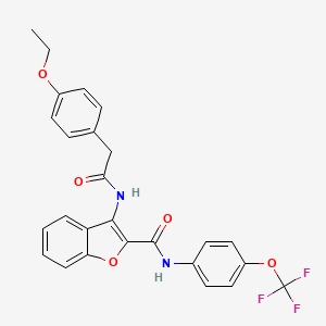 molecular formula C26H21F3N2O5 B2866363 3-(2-(4-乙氧基苯基)乙酰氨基)-N-(4-(三氟甲氧基)苯基)苯并呋喃-2-甲酰胺 CAS No. 888460-67-1