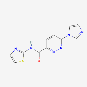 molecular formula C11H8N6OS B2866366 6-(1H-imidazol-1-yl)-N-(thiazol-2-yl)pyridazine-3-carboxamide CAS No. 1351608-21-3