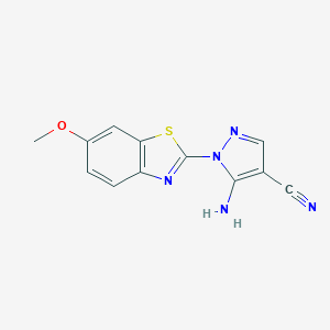 molecular formula C12H9N5OS B286637 5-amino-1-(6-methoxy-1,3-benzothiazol-2-yl)-1H-pyrazole-4-carbonitrile 