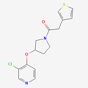 molecular formula C15H15ClN2O2S B2866374 1-(3-((3-Chloropyridin-4-yl)oxy)pyrrolidin-1-yl)-2-(thiophen-3-yl)ethanone CAS No. 2034273-65-7