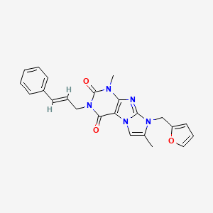 molecular formula C23H21N5O3 B2866377 3-cinnamyl-8-(furan-2-ylmethyl)-1,7-dimethyl-1H-imidazo[2,1-f]purine-2,4(3H,8H)-dione CAS No. 896816-88-9