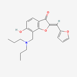 molecular formula C20H23NO4 B2866379 (Z)-7-((dipropylamino)methyl)-2-(furan-2-ylmethylene)-6-hydroxybenzofuran-3(2H)-one CAS No. 899400-86-3