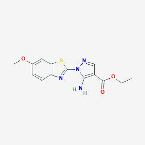 molecular formula C14H14N4O3S B286638 ethyl 5-amino-1-(6-methoxy-1,3-benzothiazol-2-yl)-1H-pyrazole-4-carboxylate 
