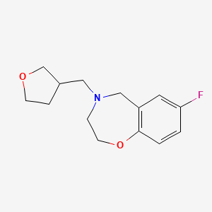 molecular formula C14H18FNO2 B2866384 7-氟-4-((四氢呋喃-3-基)甲基)-2,3,4,5-四氢苯并[f][1,4]恶杂环庚 CAS No. 2034460-76-7