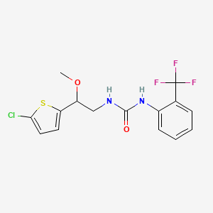 molecular formula C15H14ClF3N2O2S B2866391 1-(2-(5-氯噻吩-2-基)-2-甲氧基乙基)-3-(2-(三氟甲基)苯基)脲 CAS No. 2034411-44-2