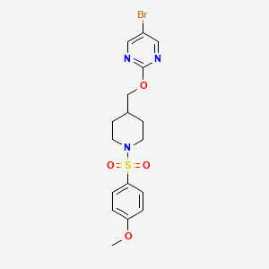 molecular formula C17H20BrN3O4S B2866396 5-Bromo-2-[[1-(4-methoxyphenyl)sulfonylpiperidin-4-yl]methoxy]pyrimidine CAS No. 2380061-27-6
