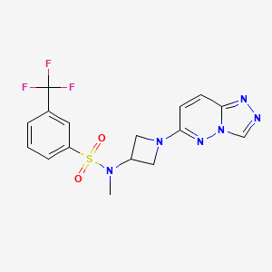 molecular formula C16H15F3N6O2S B2866403 N-(1-([1,2,4]triazolo[4,3-b]pyridazin-6-yl)azetidin-3-yl)-N-methyl-3-(trifluoromethyl)benzenesulfonamide CAS No. 2320958-80-1