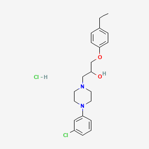 molecular formula C21H28Cl2N2O2 B2866427 盐酸-1-(4-(3-氯苯基)哌嗪-1-基)-3-(4-乙基苯氧基)丙烷-2-醇 CAS No. 1216712-63-8