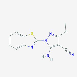 molecular formula C13H11N5S B286643 5-amino-1-(1,3-benzothiazol-2-yl)-3-ethyl-1H-pyrazole-4-carbonitrile 