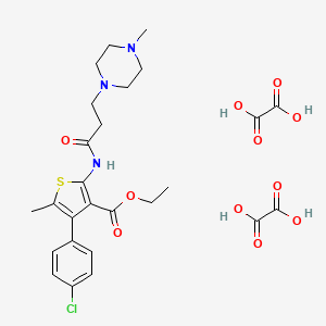 molecular formula C26H32ClN3O11S B2866433 4-(4-氯苯基)-5-甲基-2-(3-(4-甲基哌嗪-1-基)丙酰胺基)噻吩-3-羧酸二草酸酯 CAS No. 1351646-95-1