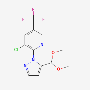 molecular formula C12H11ClF3N3O2 B2866437 3-Chloro-2-(5-(dimethoxymethyl)-1H-pyrazol-1-yl)-5-(trifluoromethyl)pyridine CAS No. 318958-91-7