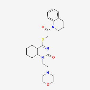 molecular formula C25H32N4O3S B2866440 4-((2-(3,4-dihydroquinolin-1(2H)-yl)-2-oxoethyl)thio)-1-(2-morpholinoethyl)-5,6,7,8-tetrahydroquinazolin-2(1H)-one CAS No. 898435-29-5