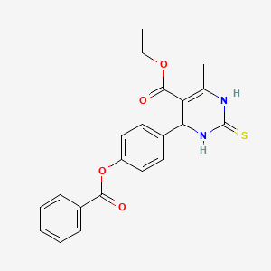 molecular formula C21H20N2O4S B2866446 4-(4-苯甲酰氧基苯基)-6-甲基-2-硫代次亚甲基-3,4-二氢-1H-嘧啶-5-羧酸乙酯 CAS No. 306957-95-9