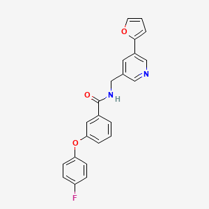 molecular formula C23H17FN2O3 B2866448 3-(4-fluorophenoxy)-N-((5-(furan-2-yl)pyridin-3-yl)methyl)benzamide CAS No. 2034340-77-5