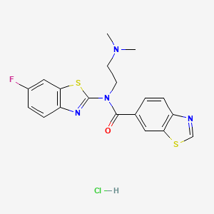 molecular formula C19H18ClFN4OS2 B2866454 N-(2-(dimethylamino)ethyl)-N-(6-fluorobenzo[d]thiazol-2-yl)benzo[d]thiazole-6-carboxamide hydrochloride CAS No. 1215747-69-5
