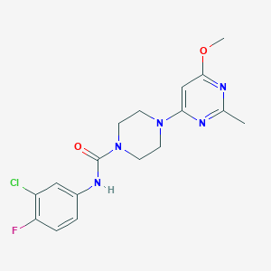 molecular formula C17H19ClFN5O2 B2866465 N-(3-氯-4-氟苯基)-4-(6-甲氧基-2-甲基嘧啶-4-基)哌嗪-1-甲酰胺 CAS No. 946372-33-4