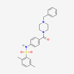 molecular formula C26H29N3O3S B2866469 N-(4-(4-benzylpiperazine-1-carbonyl)phenyl)-2,5-dimethylbenzenesulfonamide CAS No. 690643-80-2