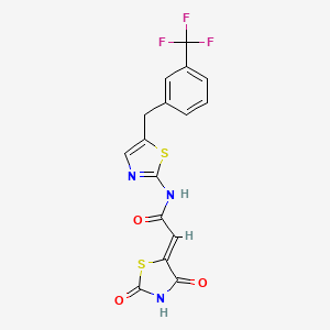 molecular formula C16H10F3N3O3S2 B2866470 (Z)-2-(2,4-dioxothiazolidin-5-ylidene)-N-(5-(3-(trifluoromethyl)benzyl)thiazol-2-yl)acetamide CAS No. 868152-75-4