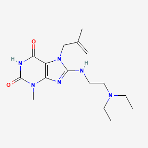 molecular formula C16H26N6O2 B2866474 8-((2-(二乙氨基)乙基)氨基)-3-甲基-7-(2-甲基烯丙基)-1H-嘌呤-2,6(3H,7H)-二酮 CAS No. 672893-97-9