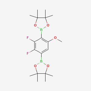 molecular formula C19H28B2F2O5 B2866482 2,3-Difluoro-5-methoxy-1,4-phenylenediboronic acid, pinacol ester CAS No. 2377608-79-0