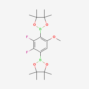 molecular formula C19H28B2F2O5 B2866482 2,3-二氟-5-甲氧基-1,4-苯二硼酸，二缩水甘油酯 CAS No. 2377608-79-0