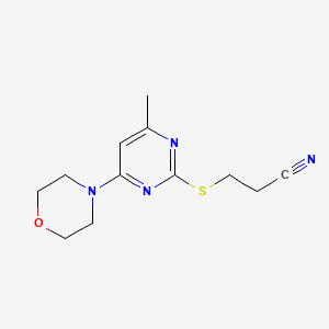 molecular formula C12H16N4OS B2866483 3-((4-Methyl-6-morpholinopyrimidin-2-yl)thio)propanenitrile CAS No. 392709-62-5