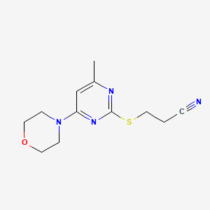 molecular formula C12H16N4OS B2866483 3-((4-甲基-6-吗啉并嘧啶-2-基)硫代)丙腈 CAS No. 392709-62-5