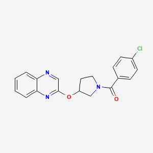 molecular formula C19H16ClN3O2 B2866484 2-{[1-(4-Chlorobenzoyl)pyrrolidin-3-yl]oxy}quinoxaline CAS No. 2097909-41-4