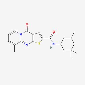 molecular formula C21H25N3O2S B2866489 9-methyl-4-oxo-N-((1R,5R)-3,3,5-trimethylcyclohexyl)-4H-pyrido[1,2-a]thieno[2,3-d]pyrimidine-2-carboxamide CAS No. 690252-22-3