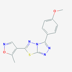 molecular formula C14H11N5O2S B286649 Methyl 4-[6-(5-methyl-4-isoxazolyl)[1,2,4]triazolo[3,4-b][1,3,4]thiadiazol-3-yl]phenyl ether 