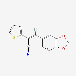 molecular formula C14H9NO2S B2866496 (E)-3-(1,3-苯并二氧杂环-5-基)-2-(2-噻吩基)-2-丙烯腈 CAS No. 1002342-12-2