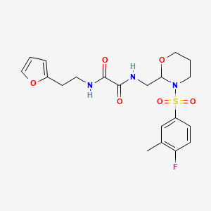 N1-((3-((4-fluoro-3-methylphenyl)sulfonyl)-1,3-oxazinan-2-yl)methyl)-N2-(2-(furan-2-yl)ethyl)oxalamide