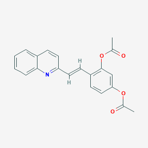 molecular formula C21H17NO4 B028665 Diacetic acid 4-[2-(quinolin-2-yl)vinyl]-1,3-phenylene ester CAS No. 107758-96-3