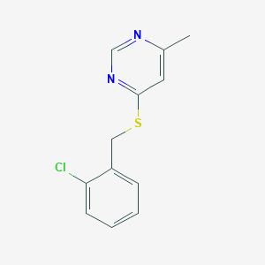 molecular formula C12H11ClN2S B2866505 4-((2-Chlorobenzyl)thio)-6-methylpyrimidine CAS No. 1251544-17-8