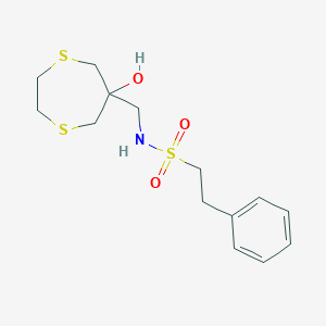 N-[(6-Hydroxy-1,4-dithiepan-6-yl)methyl]-2-phenylethanesulfonamide
