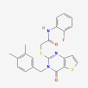 2-{[3-(3,4-dimethylbenzyl)-4-oxo-3,4-dihydrothieno[3,2-d]pyrimidin-2-yl]sulfanyl}-N-(2-fluorophenyl)acetamide