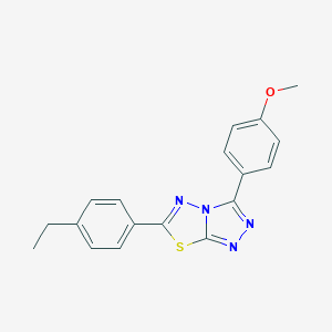 molecular formula C18H16N4OS B286652 4-[6-(4-Ethylphenyl)[1,2,4]triazolo[3,4-b][1,3,4]thiadiazol-3-yl]phenyl methyl ether 