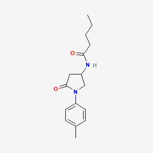 molecular formula C16H22N2O2 B2866525 N-(5-oxo-1-(p-tolyl)pyrrolidin-3-yl)pentanamide CAS No. 896363-93-2